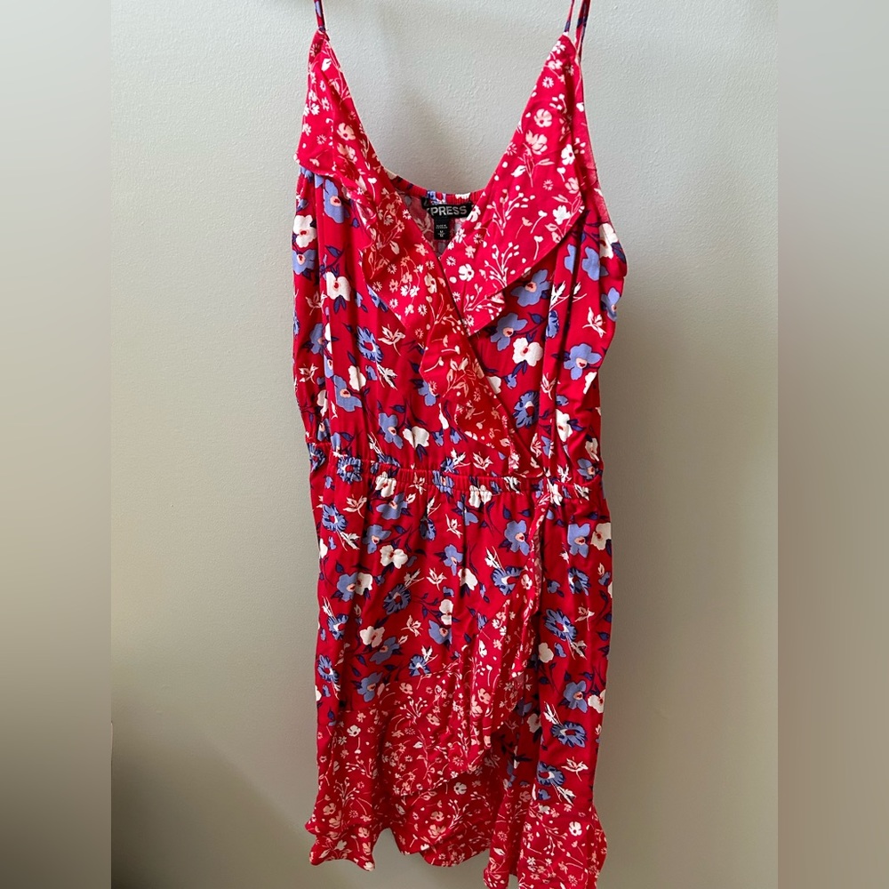 Express Wrap Font Spaghetti Strap Floral Dress Size Medium
